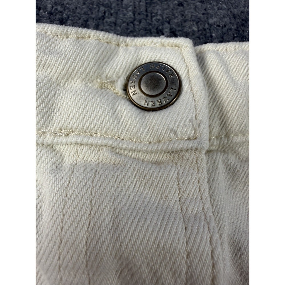 Lauren Ralph Lauren Ivory Denim Skirt Womens 6 Button Front 100% Cotton Midi - Picture 3 of 11
